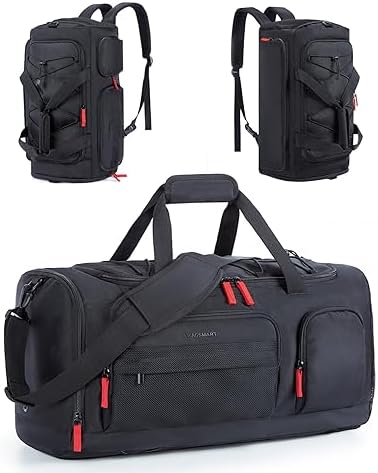BAGSMART Gym Bag for Women & Men, 35L Sports Travel Duffel Bag with Shoe Laptop Compartment，Anti-Theft Carry On Weekender Bag for Airplane,Workout Overnight Backpack for Travel,Black
