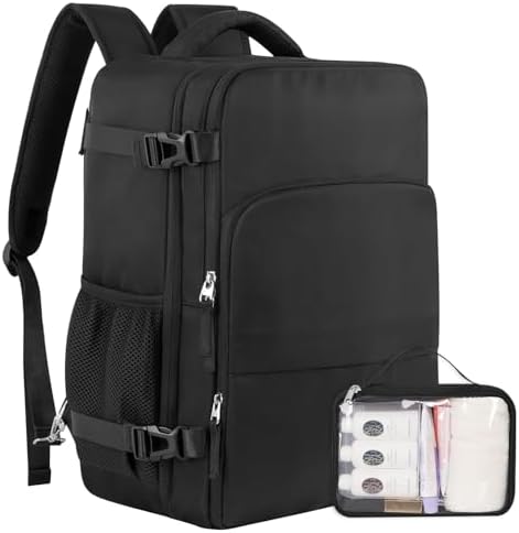 Travel Backpack for Men Women, Personal Item Travel Bag with Multi-Pockets, Airline Approved Carry on Backpack Fits 16inch Laptop, Waterproof Casual Backpack for College,Travel, Work