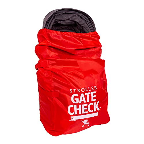 J.L. Childress Gate Check Bag for Single & Double Strollers – Travel Bag for Airplane, Fits Most Standard Baby Strollers, Airport Accessories for Gate Check, Flying Essentials – Red