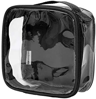Clear TSA Approved 3-1-1 Travel Toiletry Bag for Carry On / Quart Size Transparent Liquids Pouch for Airport Security / Reusable See Through Vinyl & PVC Plastic Organizer for Men and Women (Black)