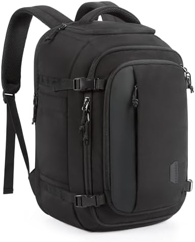 BAGSMART Travel Backpack Carry on Flight Approved, 28L Lightweight Backpack Fits 17.3 Inch Laptop for Men Women, Water Resistant Personal Item Travel Bag with USB Charging Port, Black